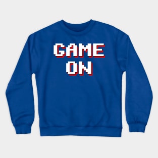 Pixelated Game On in blue background Crewneck Sweatshirt